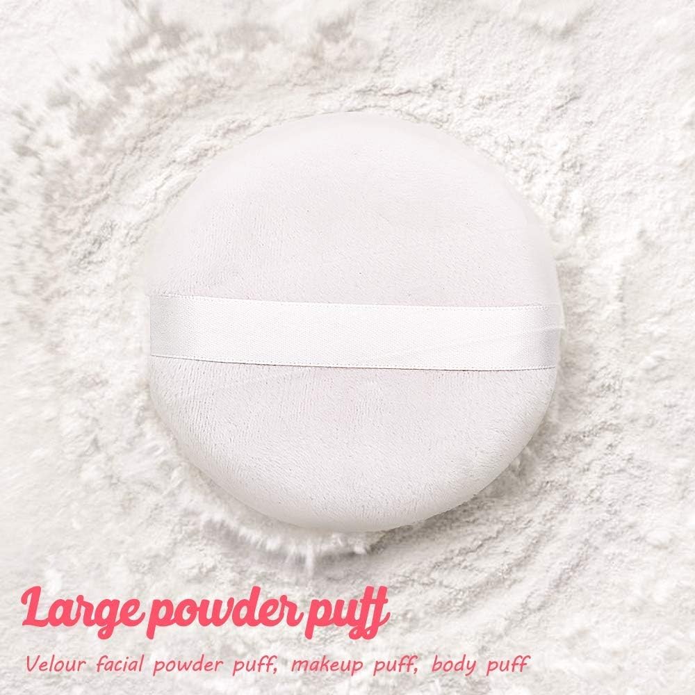 4” Large Ultra Soft Washable Round Powder Puff for Face & Body - Perfect for Loose Powder, Foundation & Setting Makeup - Pack of 3 | Ideal for Daily Makeup Application & Touch-Ups