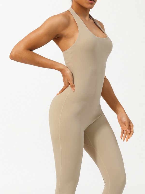 ZASUWA Women's Sexy U Neck Halter Jumpsuit with Scrunch Bum - Perfect for Beach, Party & Night Out