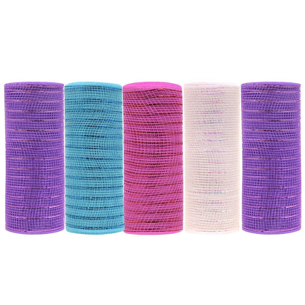 Easter Mesh Roll 6 Inch x 5 Yards (5 Pack) - DIY Easter Basket, Wreath & Spring Centerpiece Decorations for Home, Party, and Craft Projects