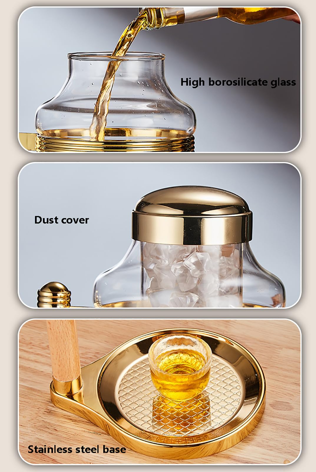 Premium Glass Sake Dispenser - Ice Cold Whiskey & Liquor Decanter for Bourbon, Wine, Vodka, Tequila - Perfect for Home Bars, Parties & Japanese Dining Experiences
