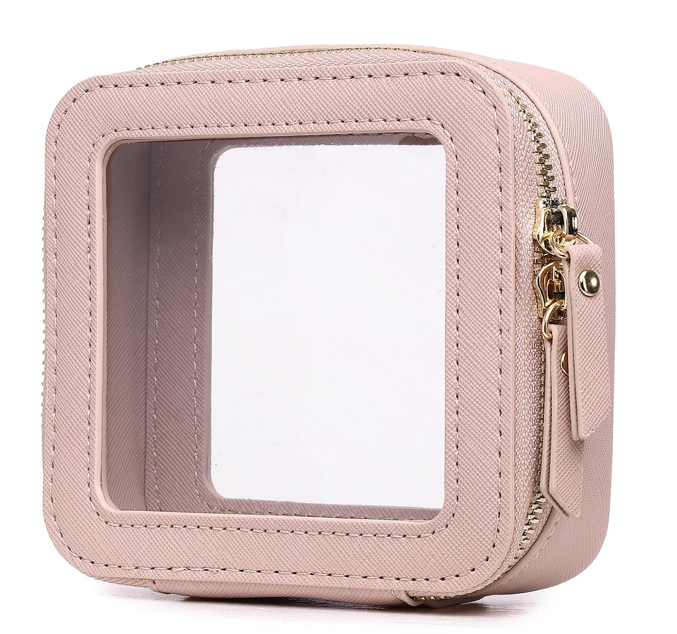 Clear Small Makeup Bag with Zipper - Mini Cosmetic Case & Toiletry Organizer for Women, Travel Essentials & Car Accessories (Pink, MINI-1) - Perfect for Daily Makeup Storage, Traveling, and On-the-Go Organization