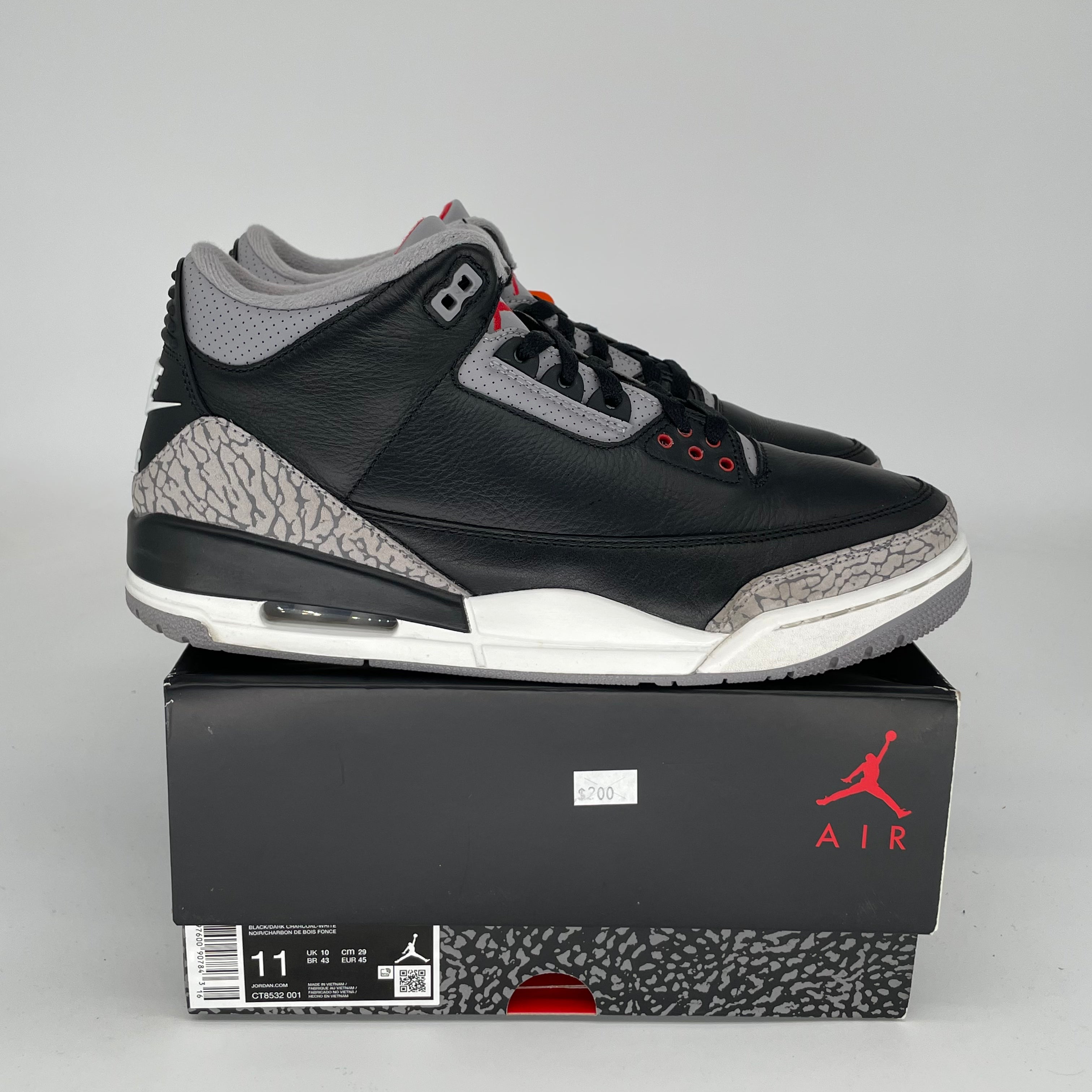 Original Air Jordan 3 Black Cement Reimagined - Men's Size 11 (DN3707-010) | Retro Basketball Sneakers for Streetwear & Casual Outfits