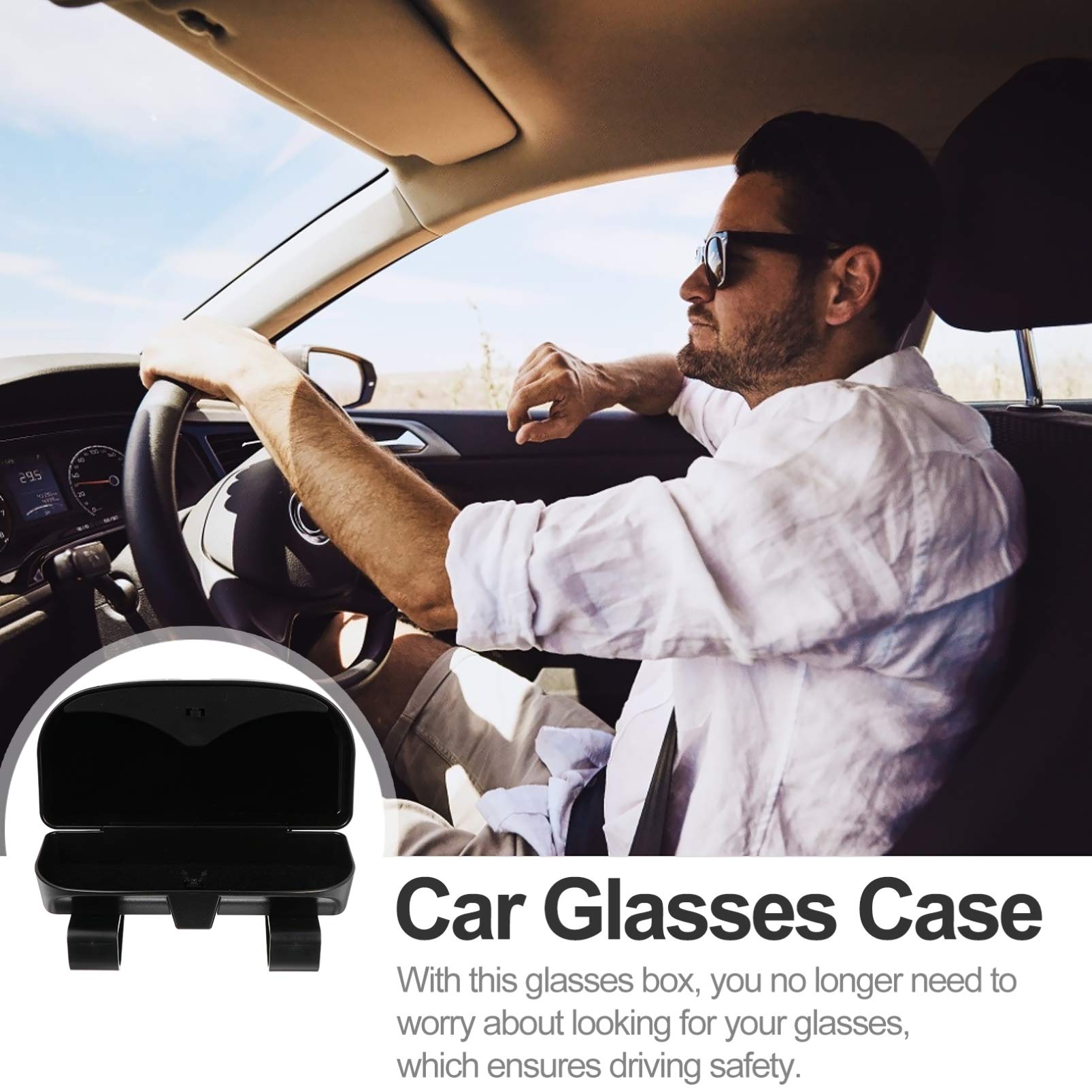 FAVOMOTO Car Visor Glasses Holder - Universal Sun Visor Storage for Driving