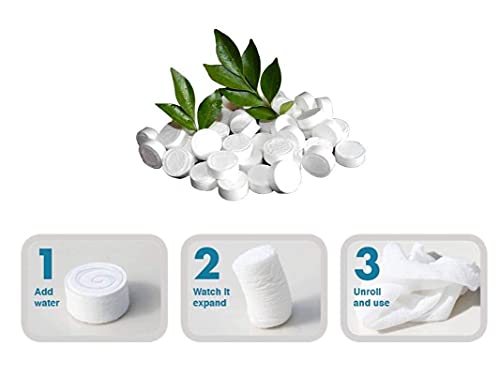 **DENFY Magic Tablet Coin Tissue - Compressed Towels Expand with Water, Portable Face & Hand Cleaning Wipes, Mini Cotton Napkins (50 Pack) - Perfect for Travel, Camping, Gym & Emergency Kits**