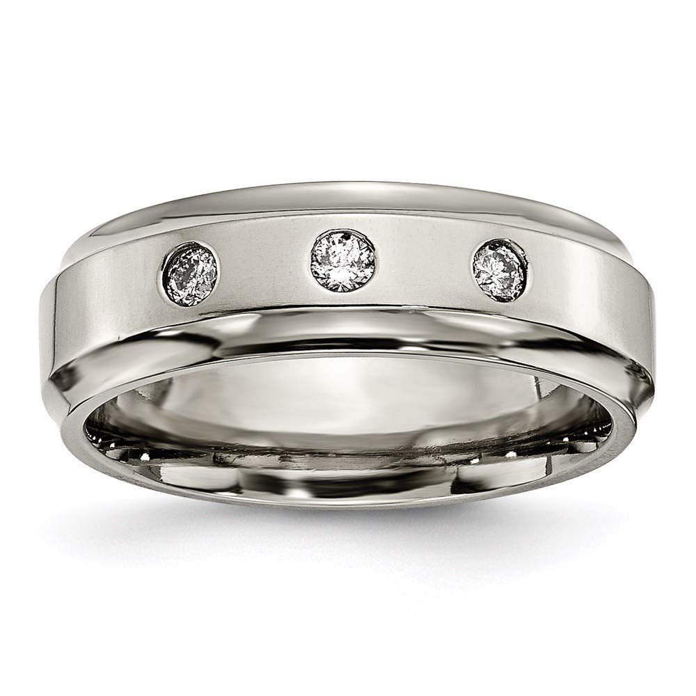 1/5 Carat Diamond Titanium Wedding Band for Men - Polished Chisel Edge Design TB433A - Perfect for Engagement, Anniversary & Everyday Wear