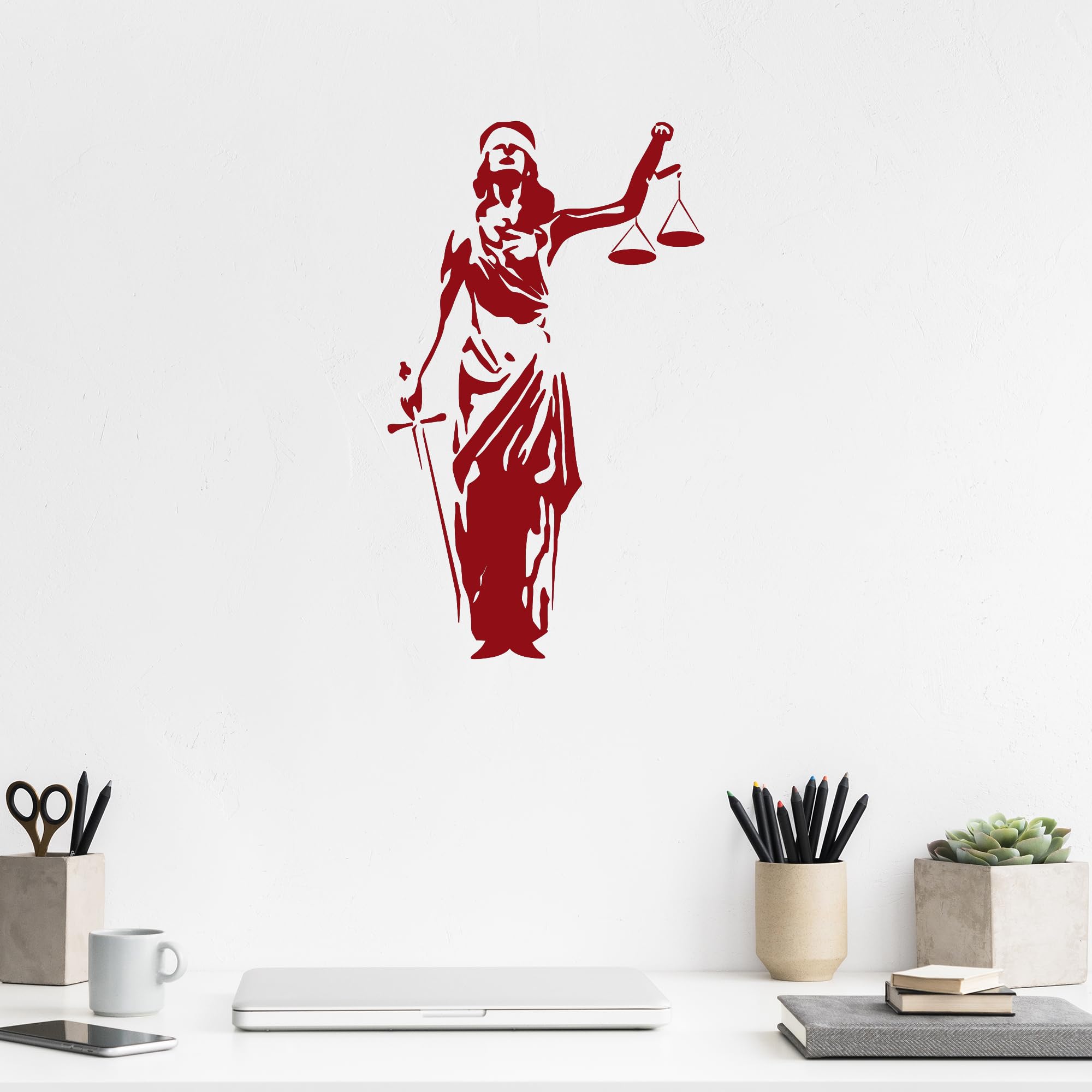 Lady Justice Themis Vinyl Wall Decal - Large Black Courtroom & Law Office Decor Sticker (3220ig) | Perfect for Legal Offices, Courtrooms, and Home Study Decor