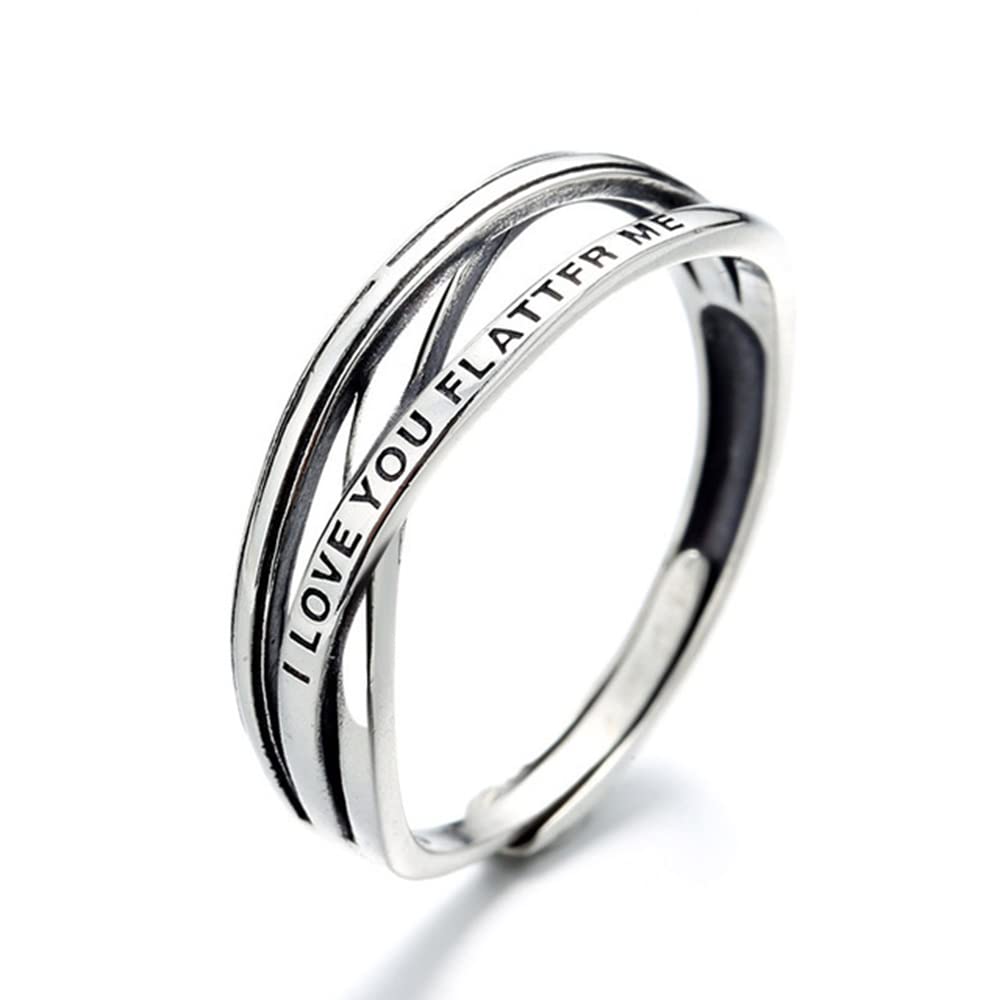 S925 Sterling Silver Love Promise Ring - Adjustable Cross Braided Couple Rings for Engagement & Gifting