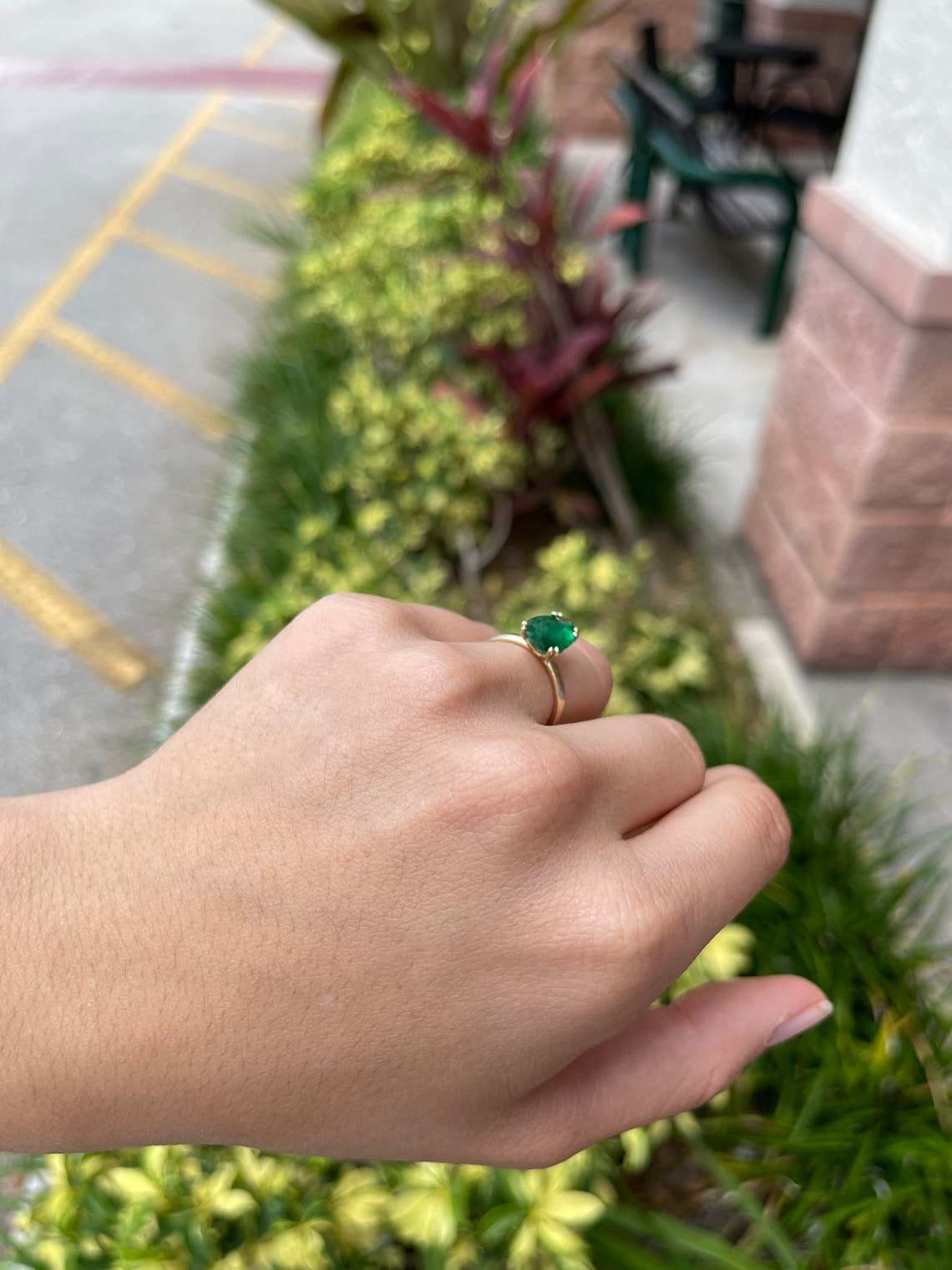 2.10 Carat Natural Emerald Rich Dark Green Double Prong Solitaire Ring 14K Gold - Elegant Engagement, Wedding, Anniversary Jewelry Gift for Women