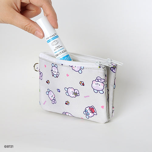 BT21 Minini Double Pocket Coin Pouch - Cute Cartoon Wallet for Cash, Cards & Coins | Perfect for Cosplay, K-Pop Fans & Everyday Use