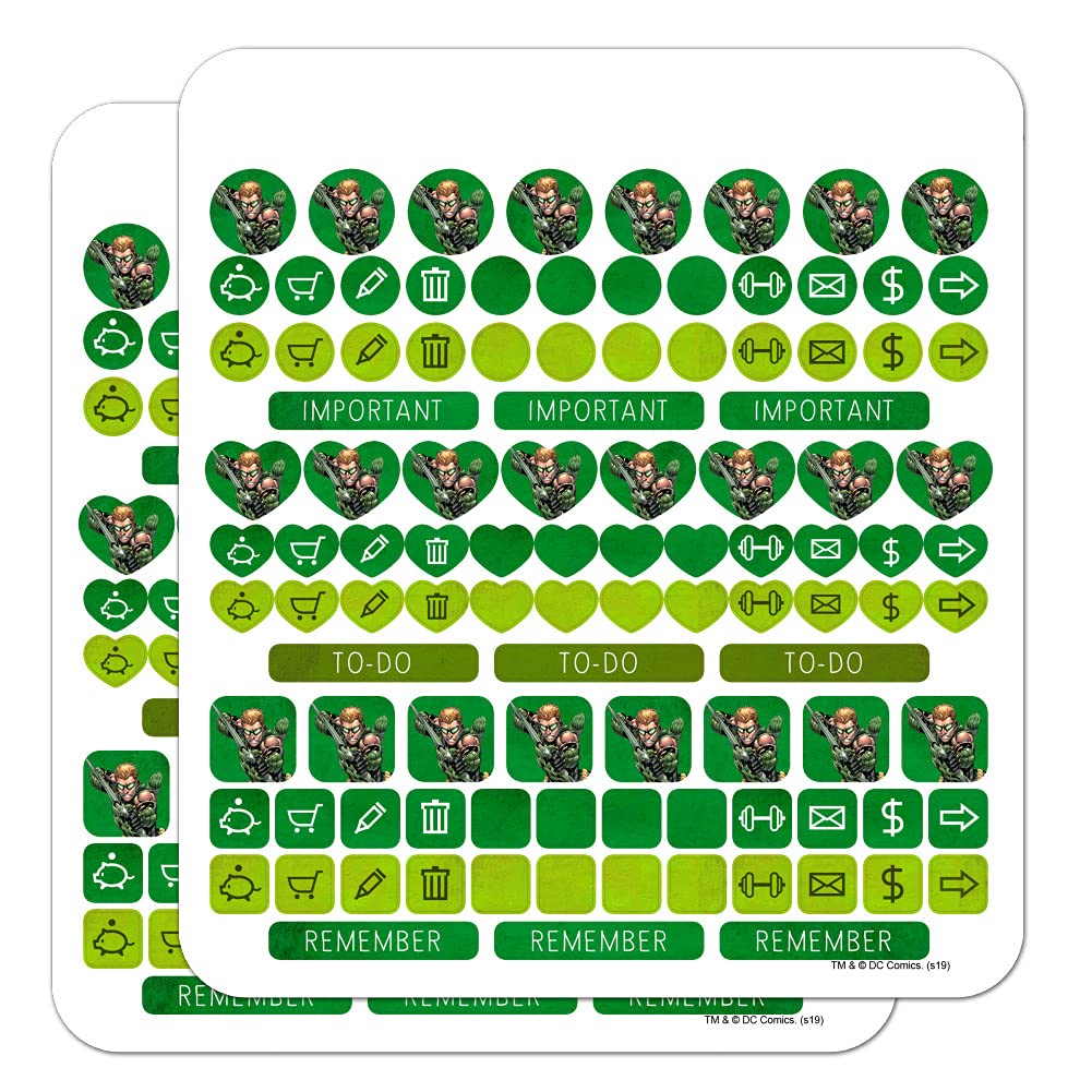 Justice League Green Arrow Sticker Set - Superhero Planner Calendar & Scrapbooking Decorative Stickers for Bullet Journals, DIY Crafts, Gift Wrapping
