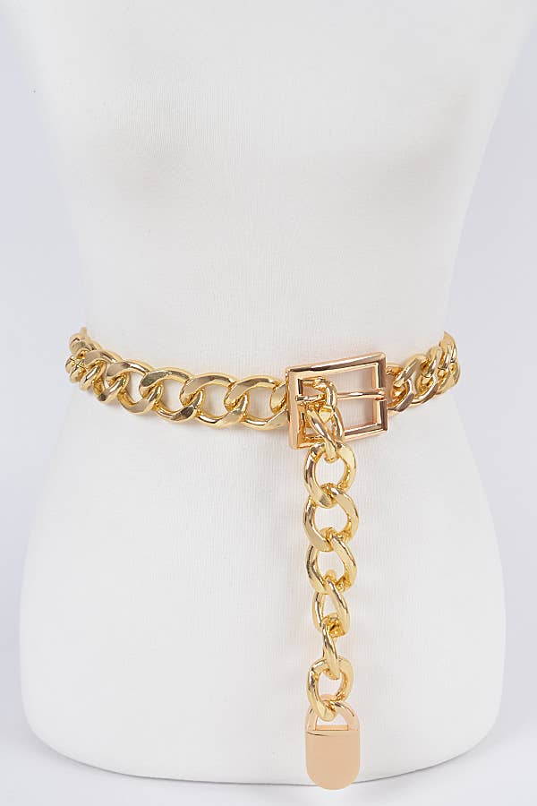 Stylish Gold Chain Link Belt for Women & Men - Fashionable Waist Accessory for Jeans, Dresses & Casual Outfits