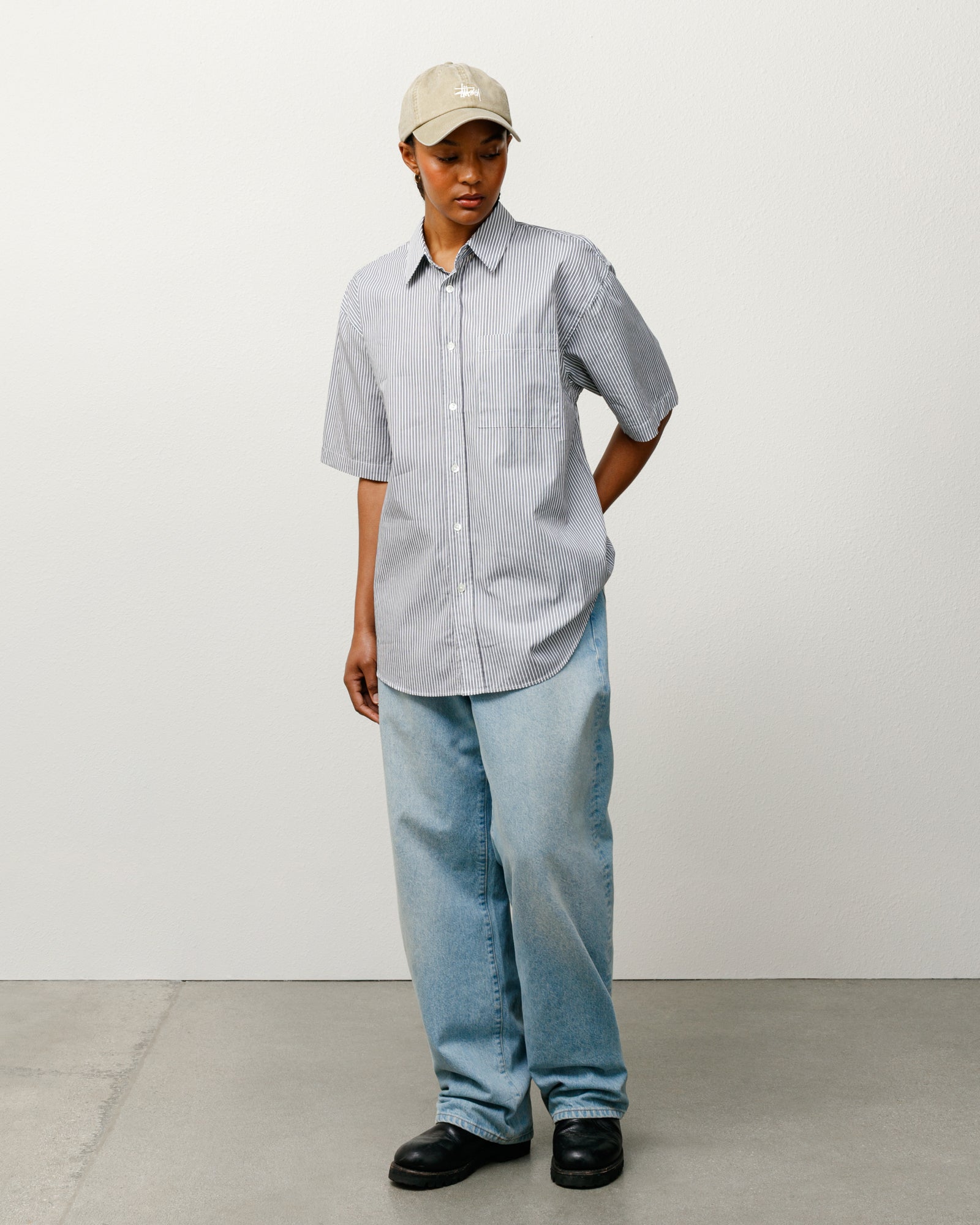 BOXY SS SHIRT 8 BALL STRIPE - Stylish Men's Short Sleeve Casual Shirt for Streetwear & Everyday Outfits