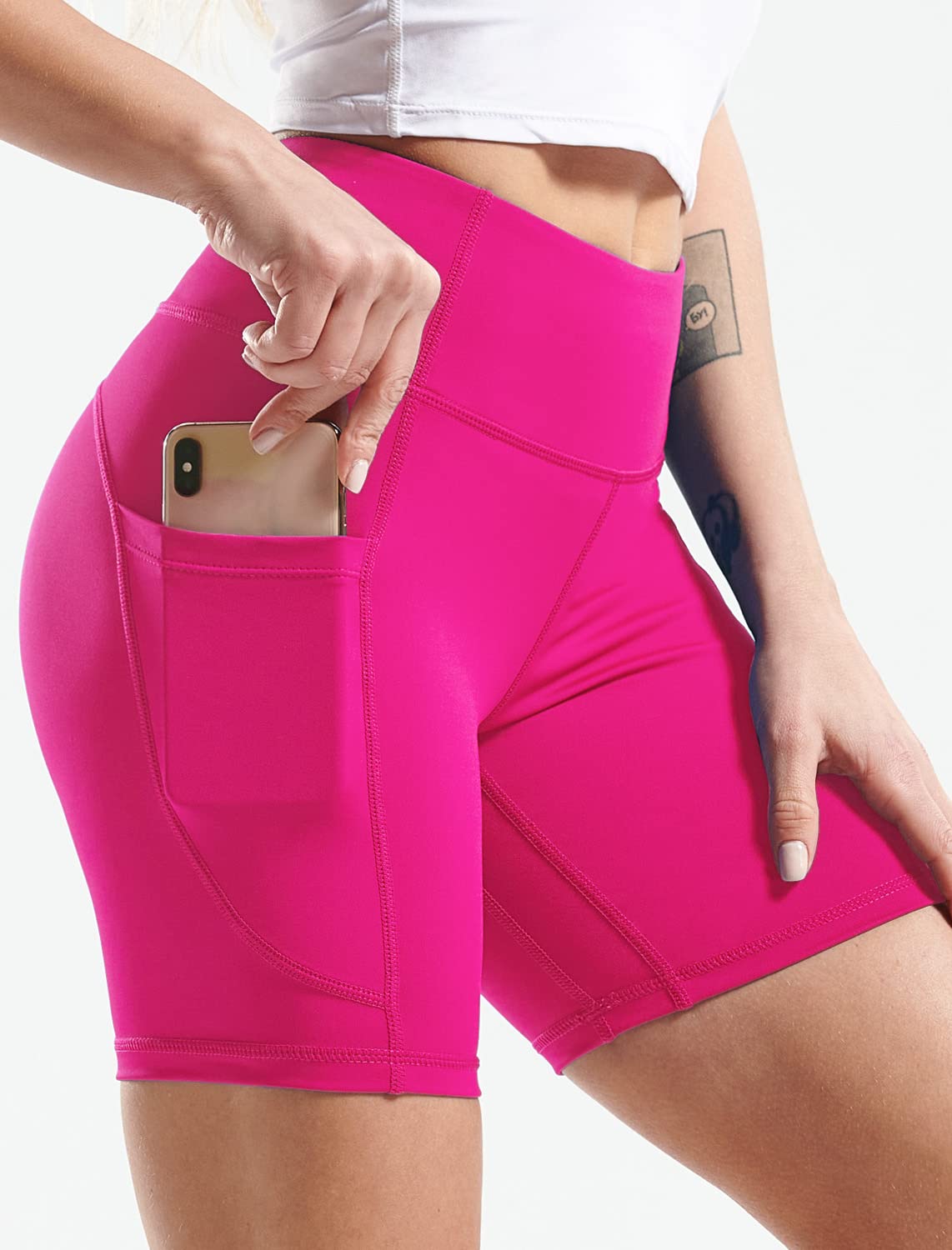 CADMUS High Waist Yoga Shorts for Women - 3/4/6/7/8 Inch Inseam, Naked Feeling Workout Running Biker Shorts - Perfect for Yoga, Gym, Running & Lounge Wear