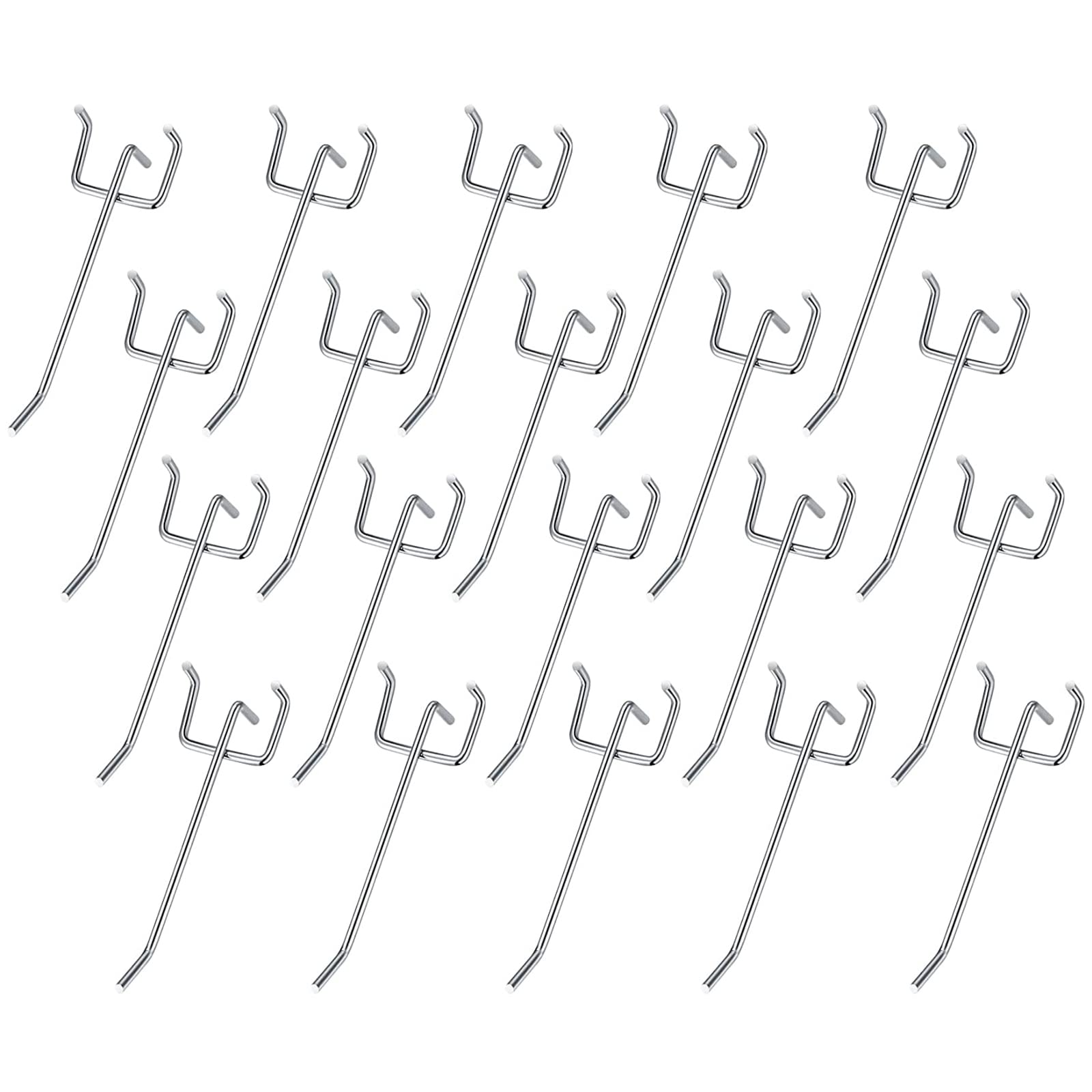 Heavy Duty Metal Pegboard Hooks - 20 Pack, 2.5cm Hole Spacing, 5.5mm Diameter - Universal Garage Storage Hooks for Slat Wall, Retail Display & Workshop Organization (30cm Length) - Perfect for Tool Storage, Retail Merchandising & Home Organization