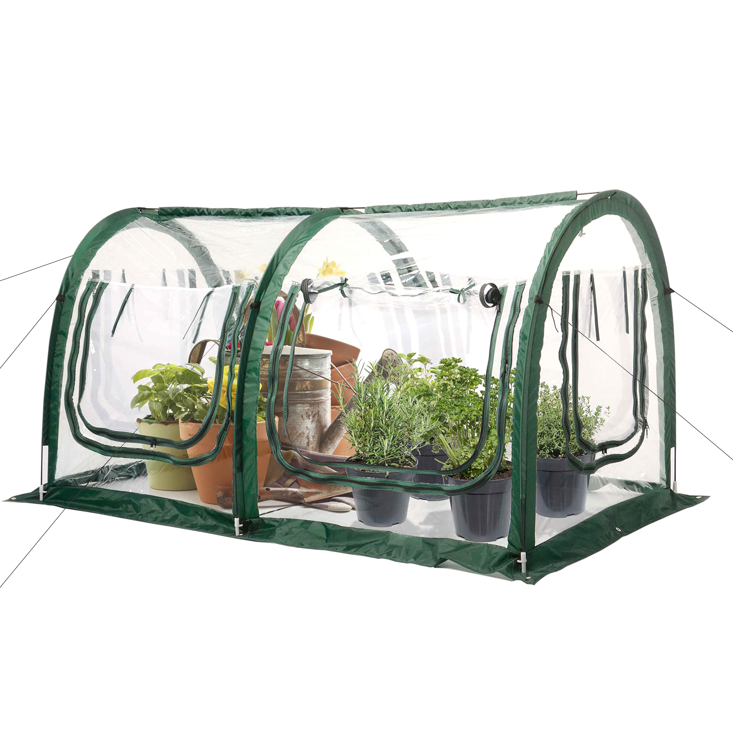 Poray Pop Up Tunnel Greenhouse - Portable Garden Greenhouse with PVC Cover & Mesh Netting for Plant Protection from Cold, Frost, Birds & Insects | Ideal for Outdoor Gardening, Seed Starting & Plant Growth