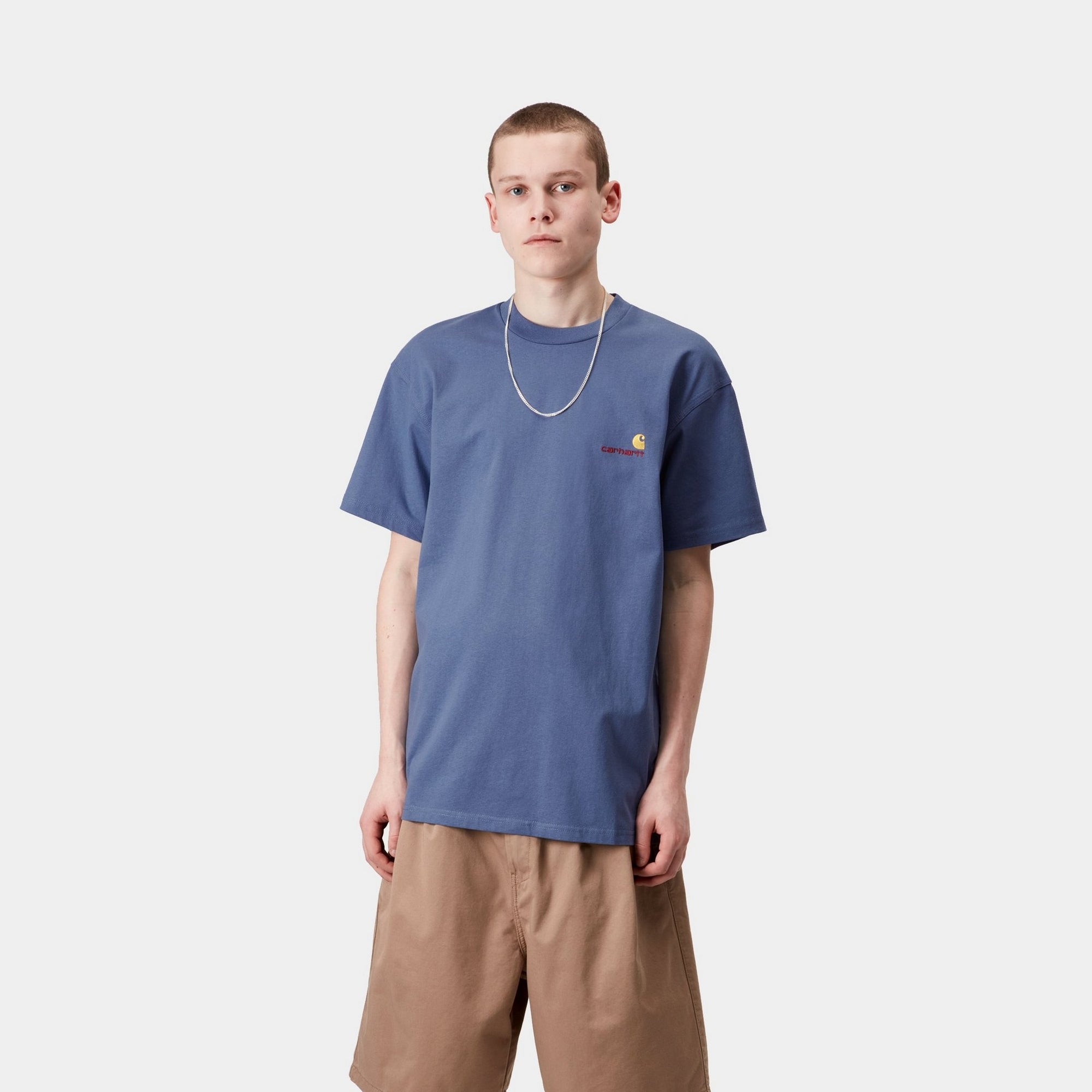American Script T-Shirt | Blue Iris Color | Casual Wear for Men & Women | Perfect for Everyday Outfits, Street Style & Relaxed Looks