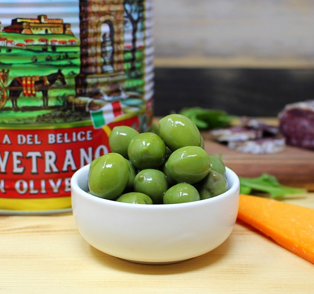 Partanna Whole Castelvetrano Olives - Authentic Sicilian Olives from Italy - Premium Handpicked Imported Italian Green Olives - 5.5 LB (88oz) Can - Perfect for Salads, Charcuterie Boards & Mediterranean Recipes