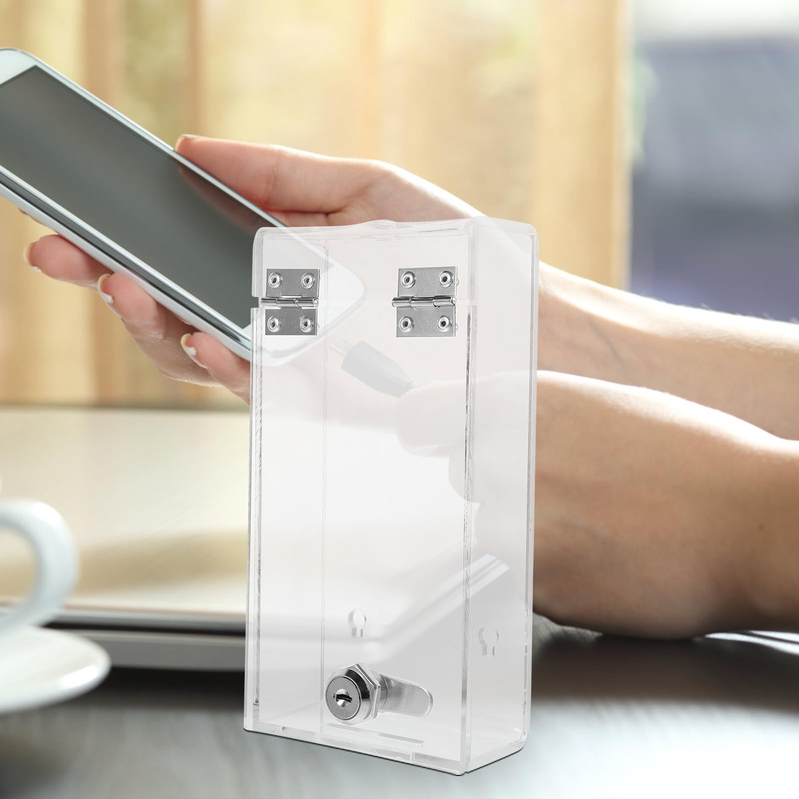 STOBOK Transparent Phone Lock Box with 2 Keys - Portable Mobile Phone Storage Case for Self-Control, Time Management & Digital Detox - Perfect for Study, Work, Parenting, and Focus Improvement