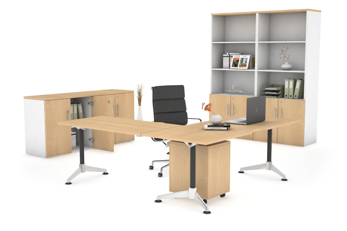 Premium L-Shaped Corner Executive Office Desk - Blackjack [1800L x 1800W with Cable Management] for Home Office & Workspace Setup