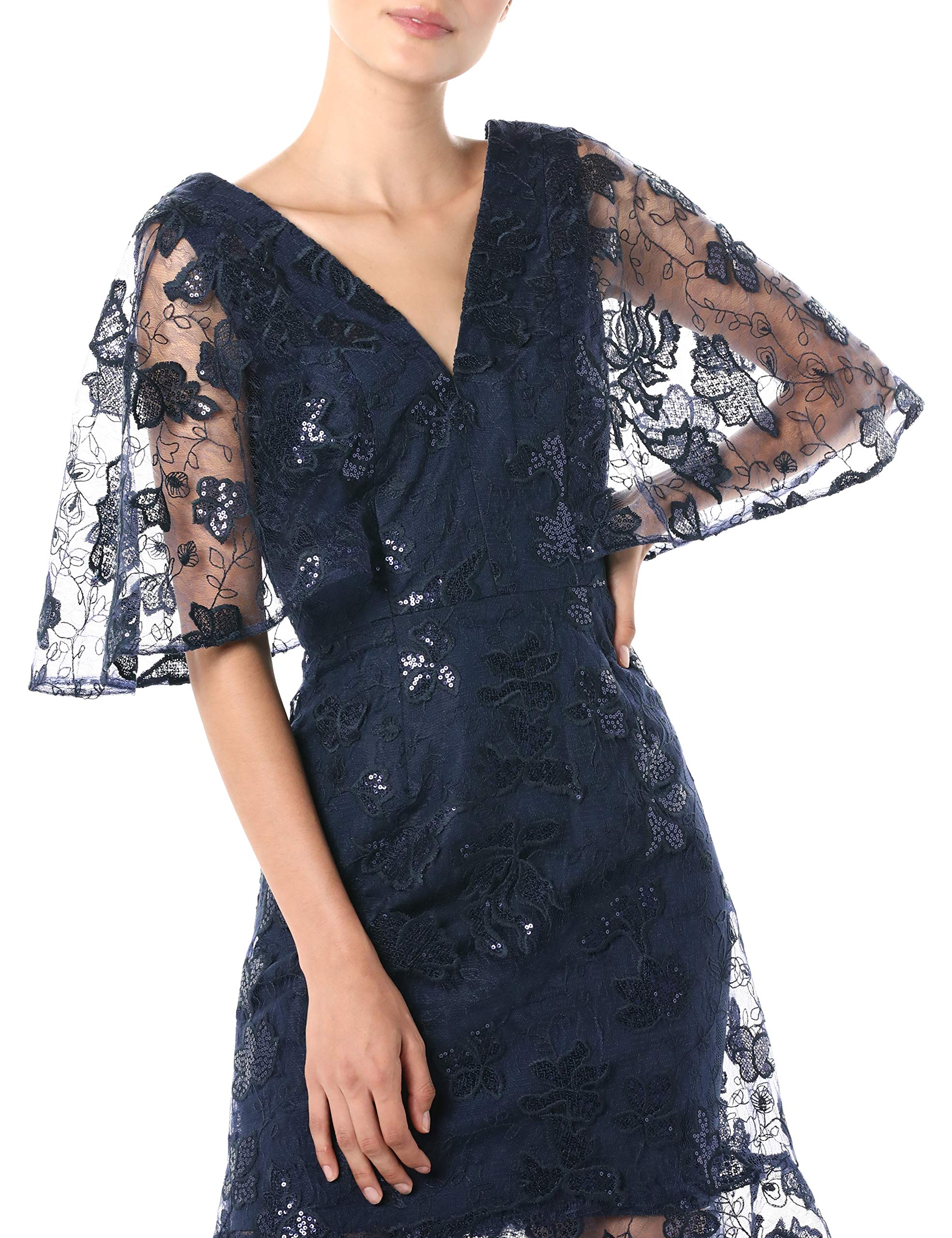 Dress the Population Women's Roseanna Floral Print Wrap Dress - Elegant V-Neck Midi Dress for Wedding Guest & Cocktail Party | Perfect for Summer Events, Date Night & Office Wear