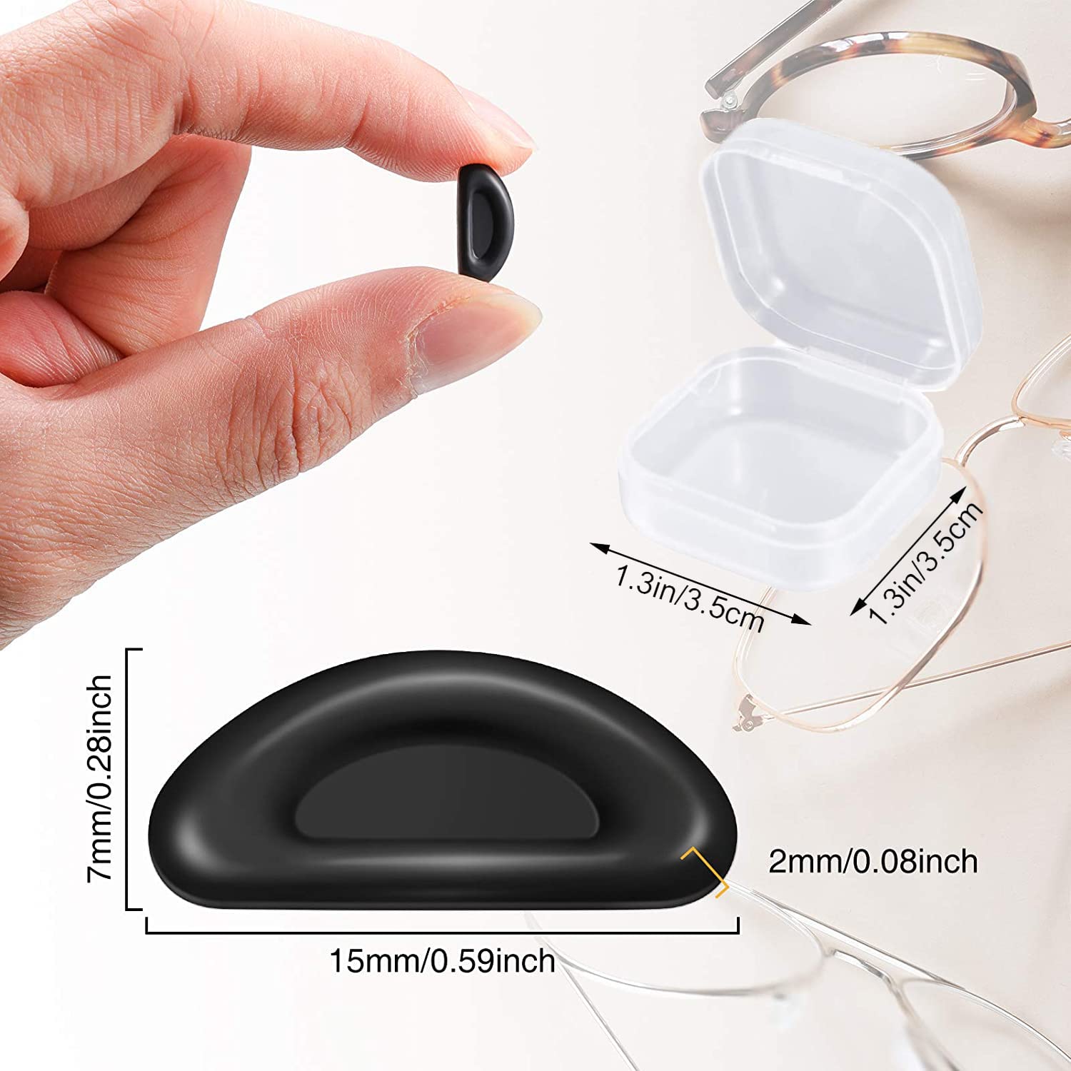 Premium Silicone Eyeglass Nose Pads - Anti-Slip Adhesive Pads for Glasses & Sunglasses (5 Black + 5 Clear Pairs) with Free Storage Box - Relieves Pressure & Enhances Comfort for All-Day Wear - Perfect for Reading, Driving & Outdoor Activities