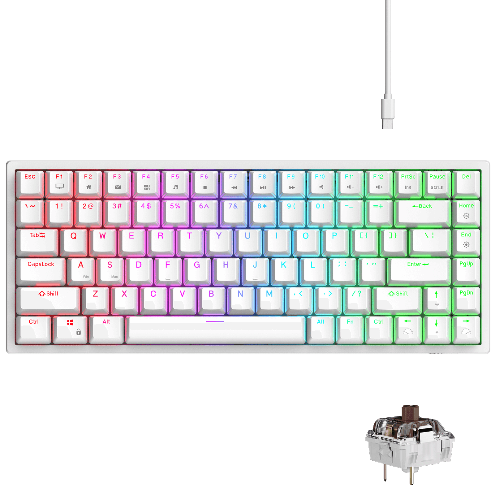 RK84 75% Wired Mechanical Keyboard - Compact 84-Key RGB Backlit Gaming Keyboard with Hot-Swappable Switches for PC/Mac Gamers & Typists - Perfect for Esports, Office Work & Programming