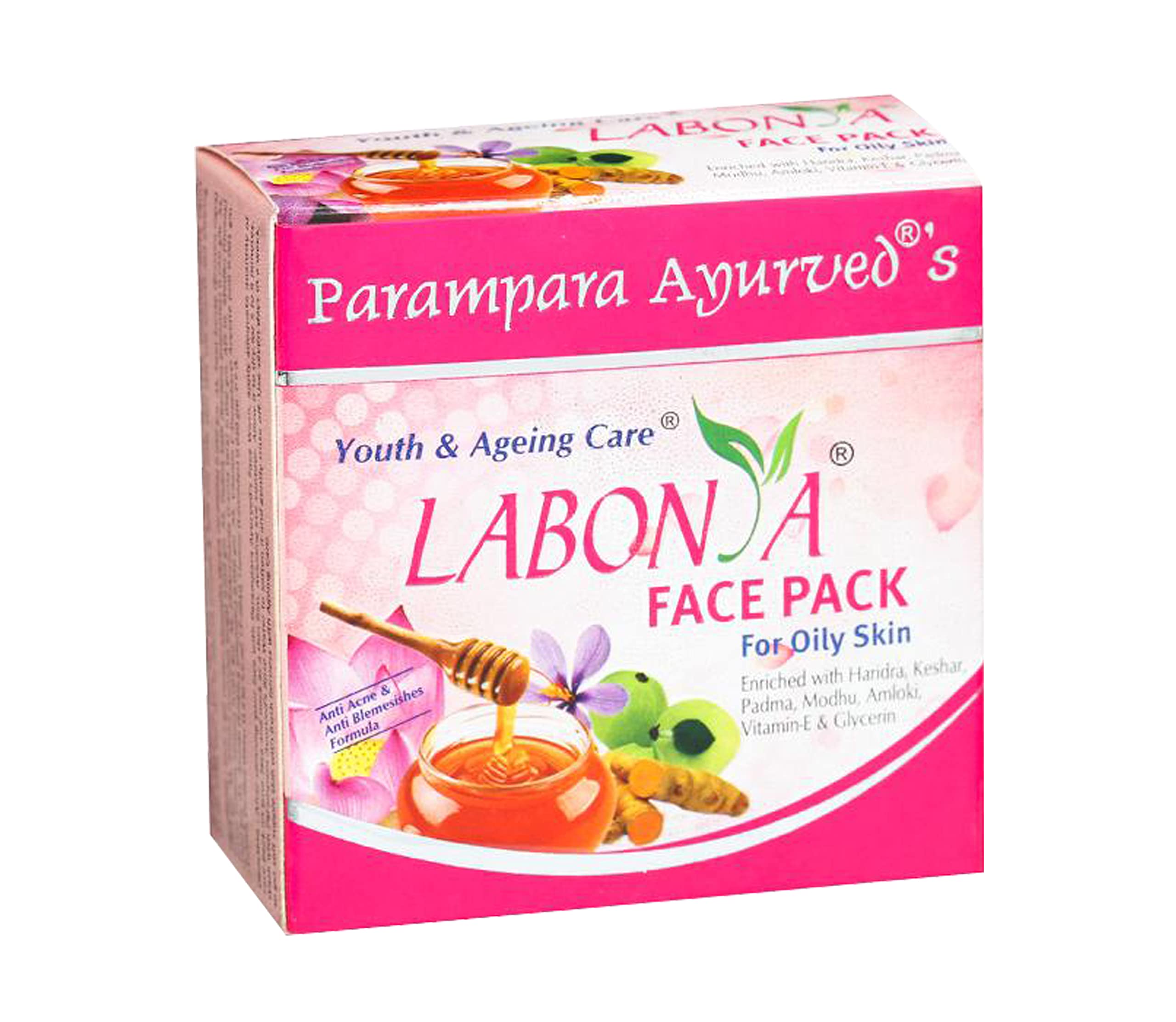 Parampara Ayurved Labonya Face Pack with Amla & Honey - Clay Mask for Oily Skin, Acne & Pimple Treatment | Oil Control, Skin Tightening & Brightening | Hydrating & Rejuvenating Natural Face Mask (100g) | Perfect for Daily Skincare & Spa Treatments