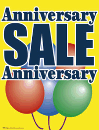 Custom Vinyl Window Sign for Anniversary Sale - Weatherproof, Removable Decal for Retail Stores, Shops & Events
