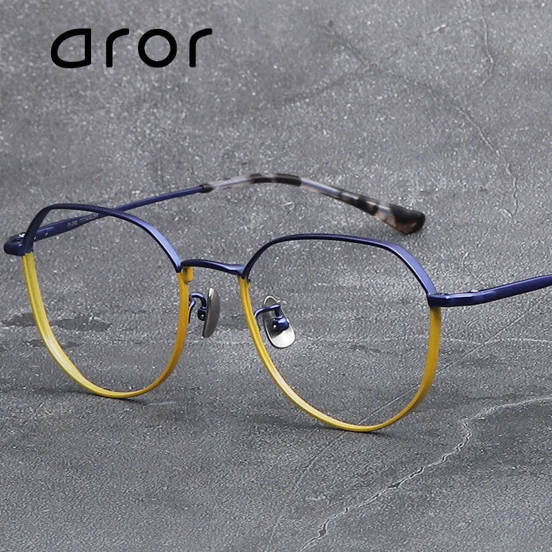 Aror Unisex Full Rim Flat Top Oval Titanium Eyeglasses Frame 42051 - Lightweight & Durable for Work, Reading & Everyday Wear
