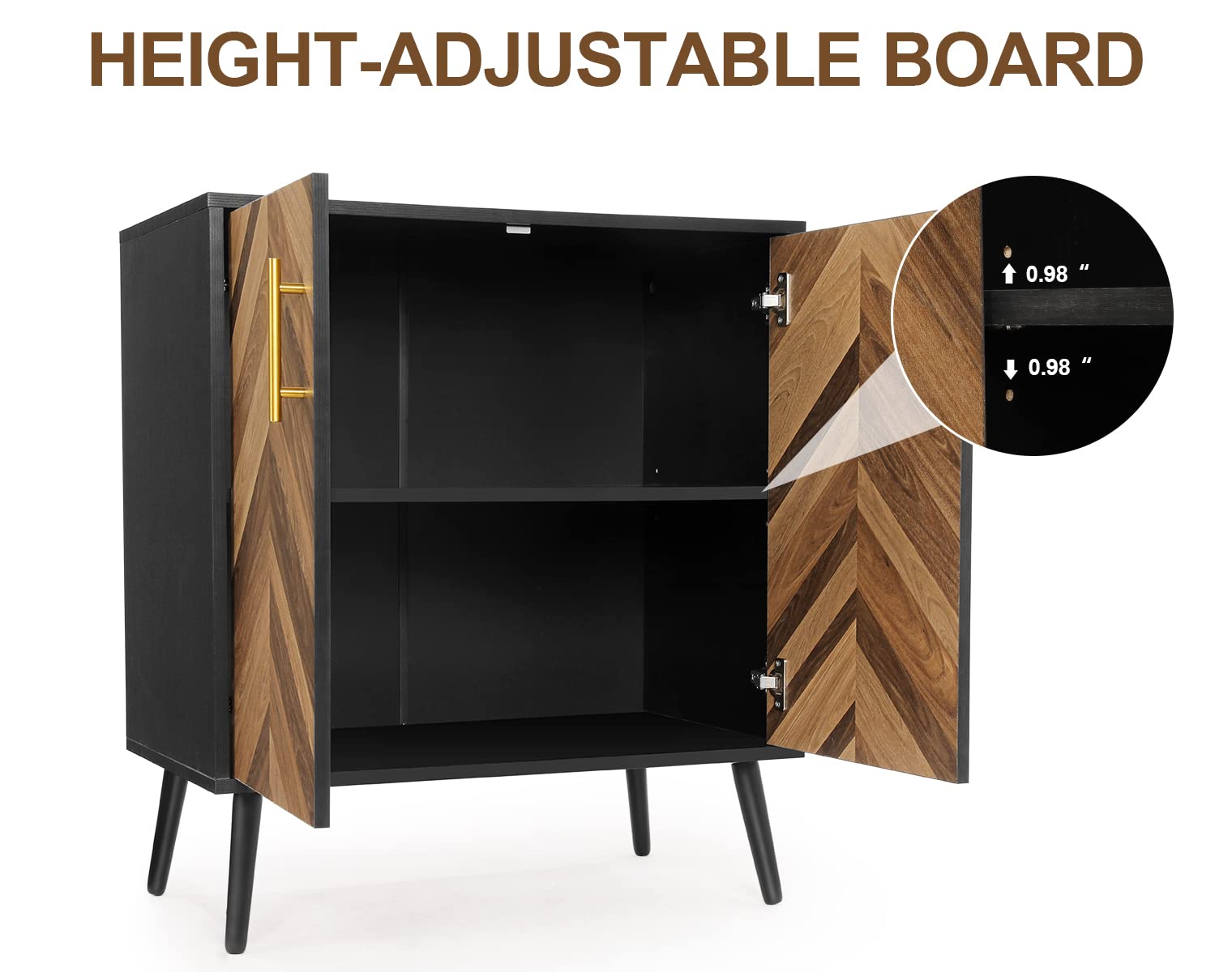 Likein Black Storage Cabinet with 2 Doors - Modern Sideboard Buffet Cabinet with Adjustable Shelves for Living Room, Bedroom, Office | Perfect for Entryway Organization & Home Decor Storage