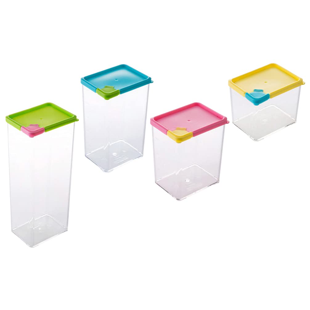Cabilock 4-Piece Airtight Glass Food Storage Containers Set (530ml, 800ml, 1070ml, 1620ml) - BPA-Free Plastic Lids for Cereal, Pasta, Noodles & Dry Foods - Perfect for Kitchen Pantry Organization & Terrarium Planters