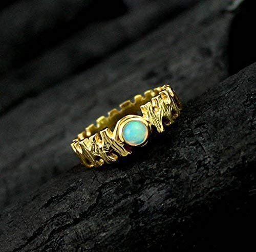 Ethiopian Opal Ring - 14K Gold Plated Welo Opal Jewelry, Dainty Birthstone Ring for Women | Perfect for Weddings, Anniversaries & Special Occasions