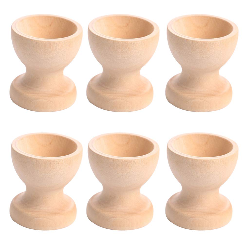 Cabilock 6PCS Wooden Egg Holder - Kitchen Egg Storage Container, Tabletop Egg Tray for Home & Restaurant - Perfect for Kids Play Kitchen, Breakfast Serving, and Easter Decorations
