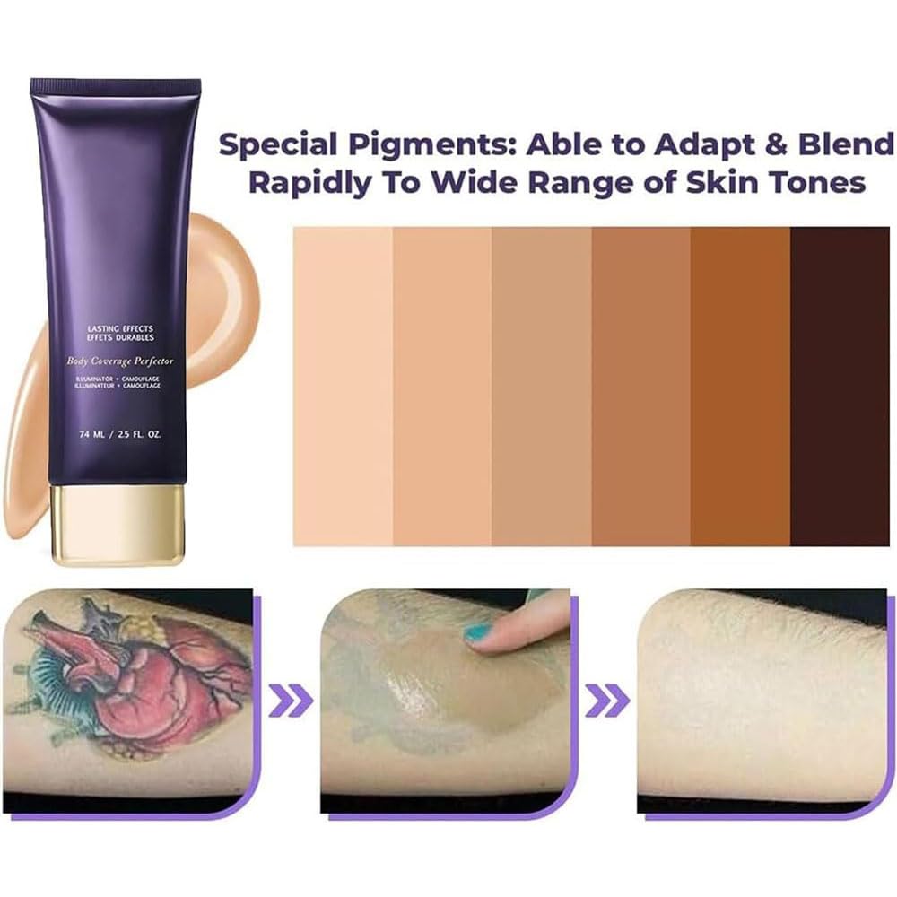 Full Coverage Body Concealer Lotion - Tattoo Cover Up, Scar Concealer, Long Lasting & Waterproof Foundation (1pc) for Flawless Skin at Weddings, Photos & Everyday Wear
