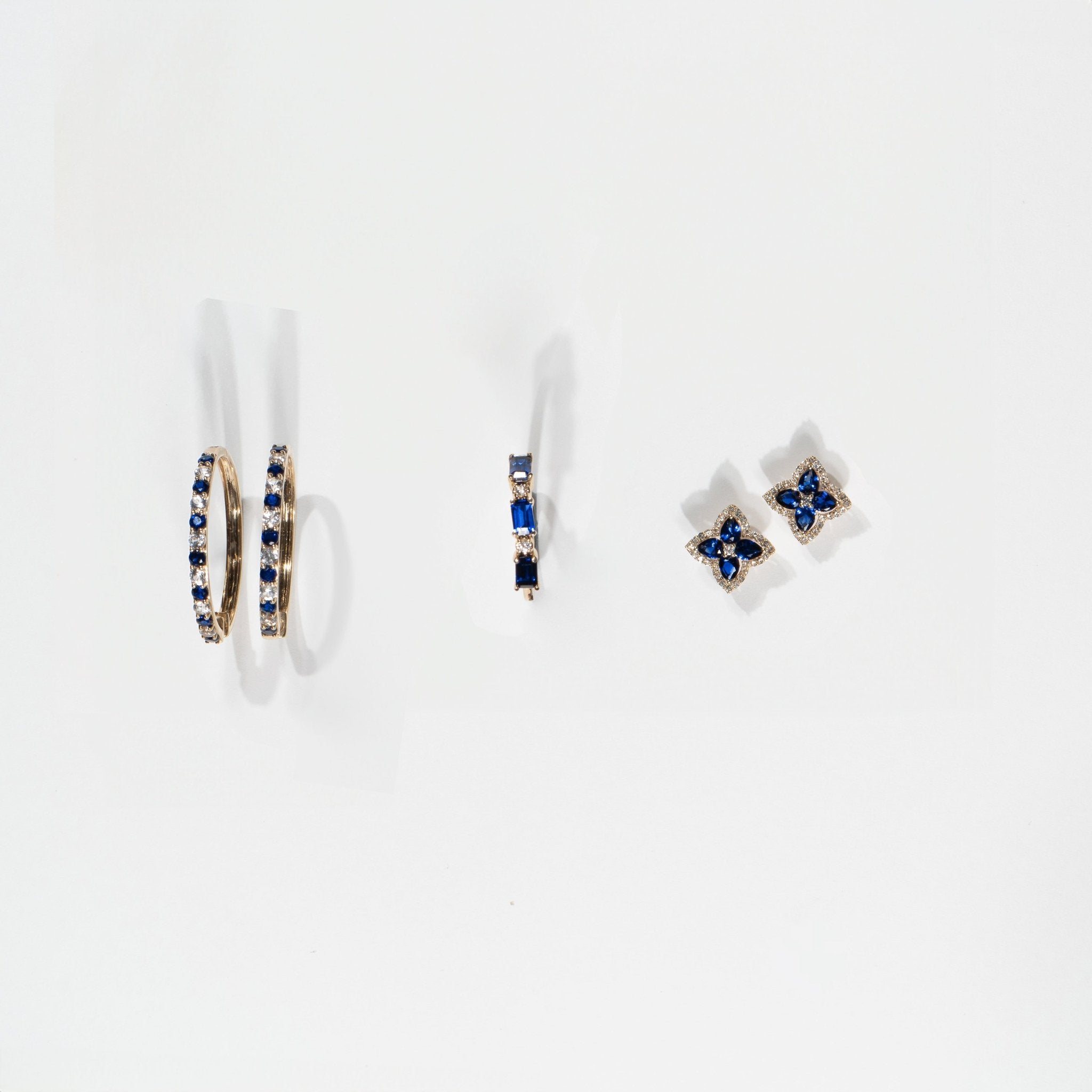 10k Yellow Gold Blue and White Sapphire Half Eternity Ring for Women - Perfect for Weddings, Anniversaries & Special Occasions