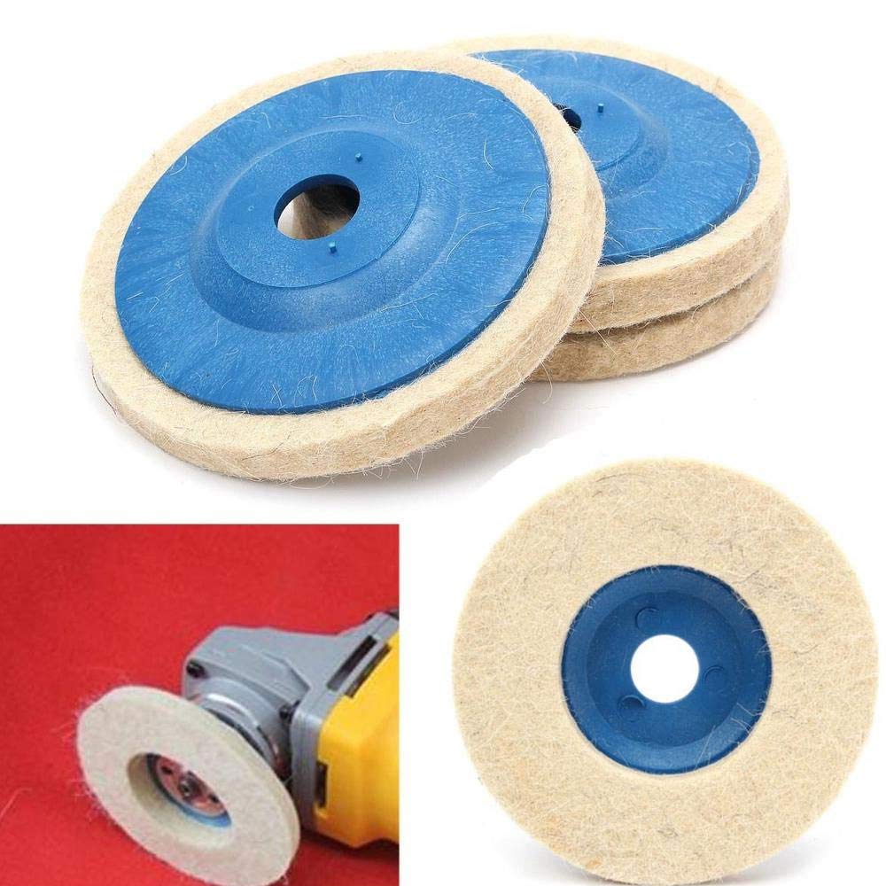 4 Inch 100mm Round Wool Buffing Pad Polishing Wheel Set - Felt Buffer Disc for Angle Grinder (Blue) - Perfect for Metal Polishing, Car Detailing & DIY Projects