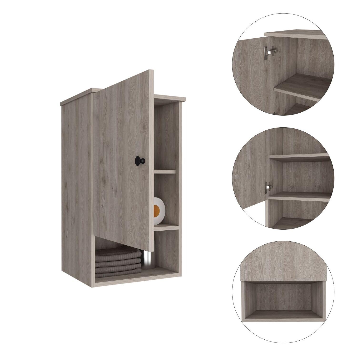 Boahaus Almada Wall Mounted Medicine Cabinet with Mirror - Gray Bathroom Storage for Toiletries & Essentials | Perfect for Bathroom, Vanity, and Home Organization