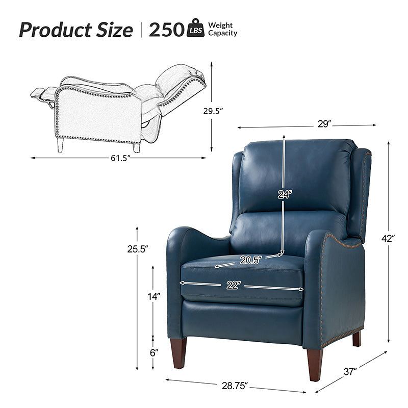 Deliat Genuine Leather Recliner Chair - Premium Comfort for Living Room, Home Theater & Office - Adjustable Footrest & Lumbar Support - Brown PU Leather Sofa for Relaxation & Entertainment