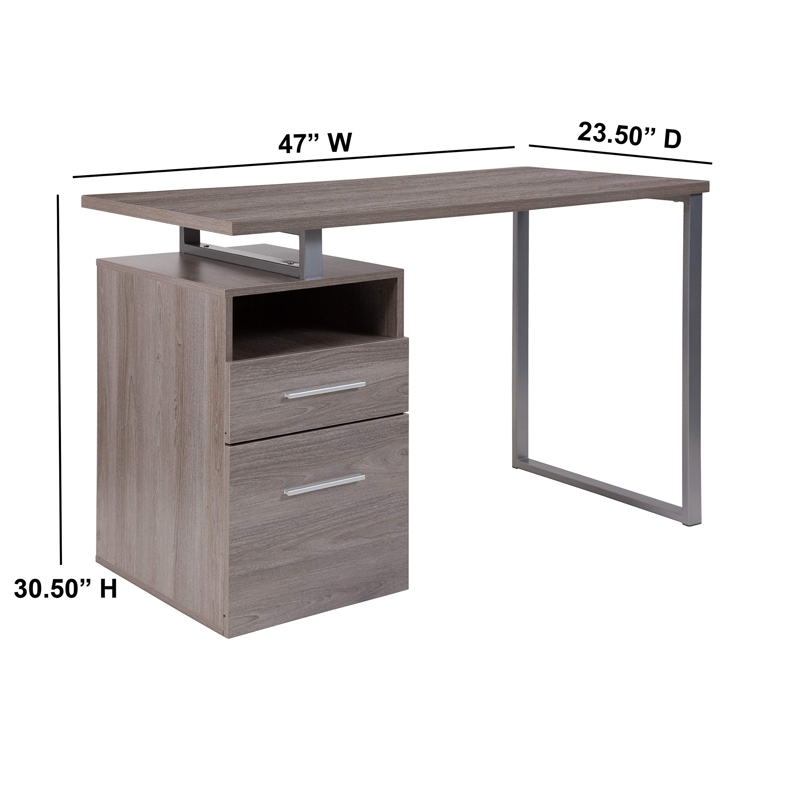 EMMA + OLIVER Light Ash Wood Grain Finish Computer Desk with Two Drawers - Modern Home Office Desk for Work & Study, Compact Writing Desk for Small Spaces