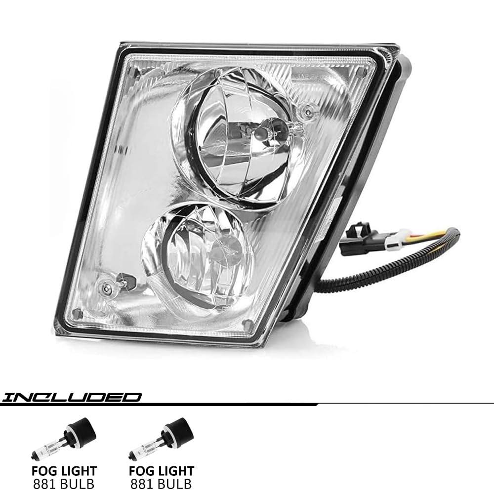 EPIC LIGHTING OE Style Halogen Fog Lights with Chrome Housing & Daytime Running Lights - Direct Replacement for VOLVO VN 04-18, VNL, VNM, VNX 15-18, VN 04-15 Models (Part# VO2592119, VO2593119, 82793456, 82793458) - Pair - Perfect for Night Driving & Enhanced Road Visibility