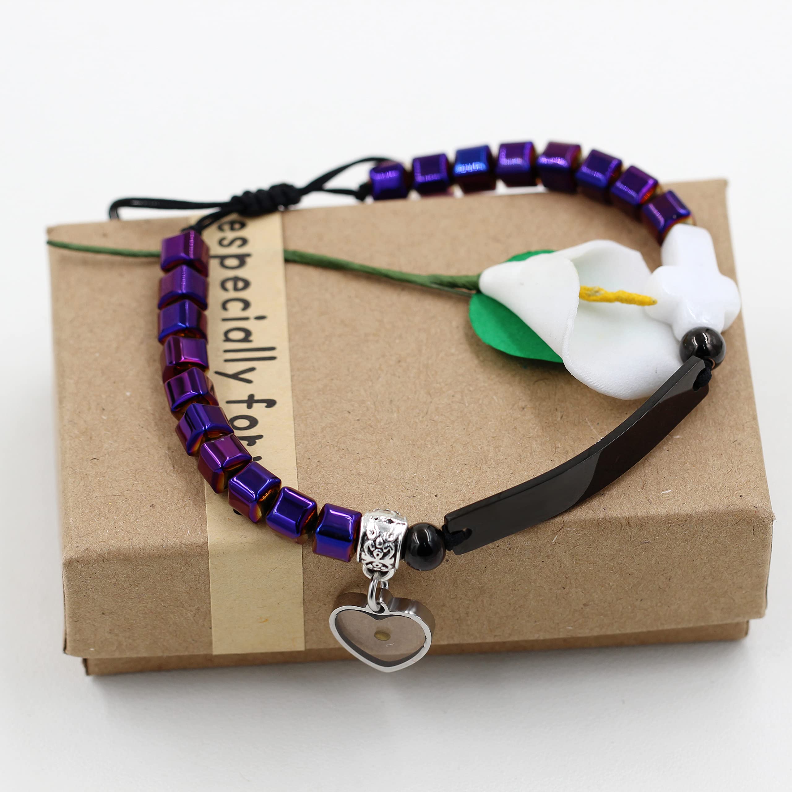 Personalized Faith Cross Bracelets with Name Charm & Mustard Seed - Hematite Beaded Bracelet for Women & Men - Y1447 | Spiritual Gift for Baptism, Confirmation, Prayer & Daily Wear