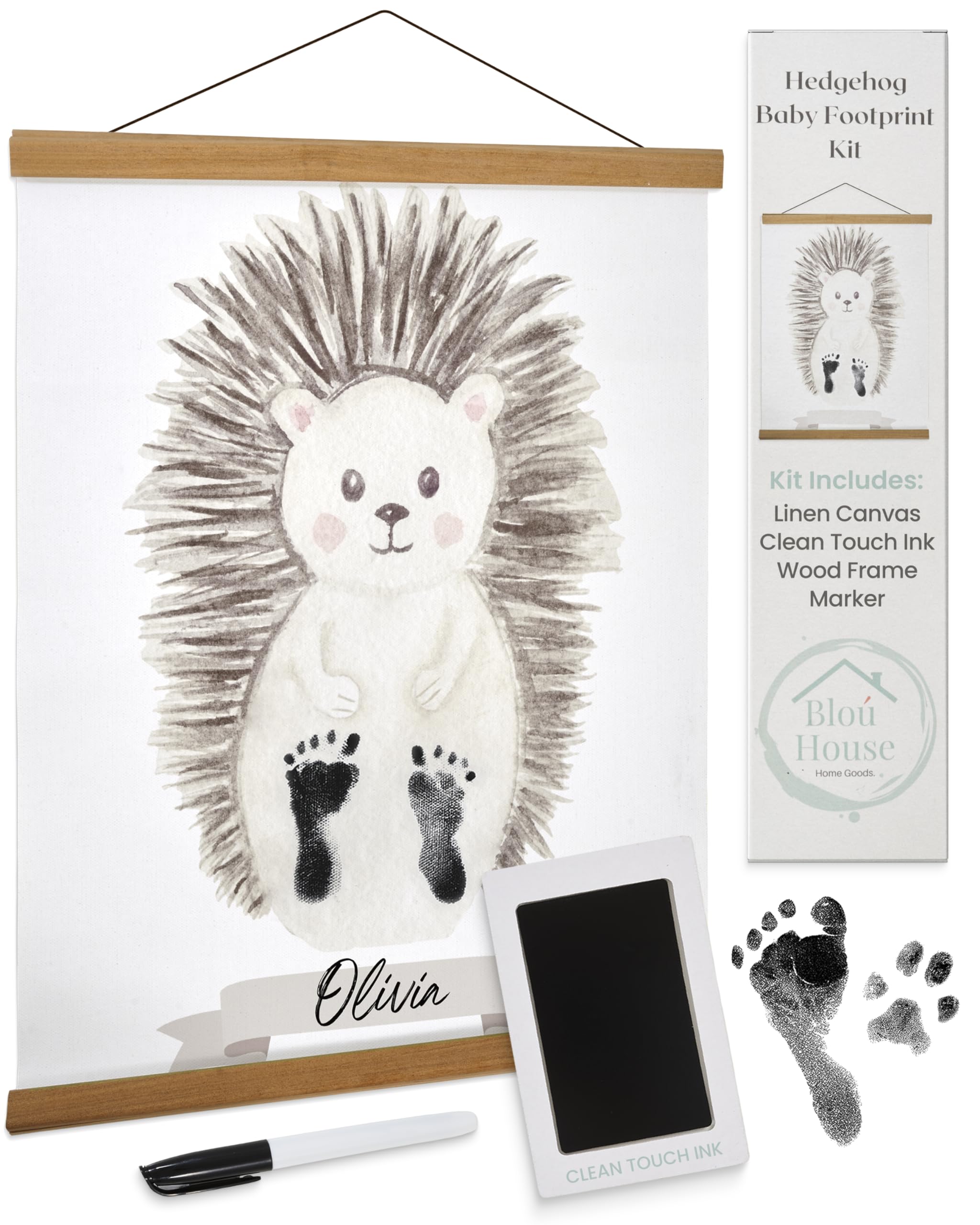 Hedgehog Baby Footprint Kit - Newborn Handprint & Footprint Keepsake Maker for Baby Shower, Christening & First Birthday Gifts - Perfect for Nursery Decor & Memory Preservation