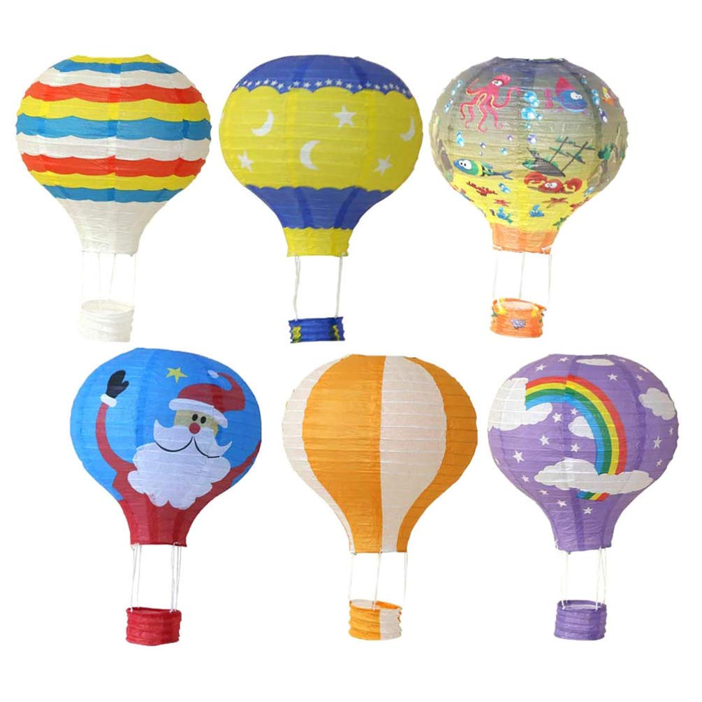 FOMIYES 6 Pack Hanging Hot Air Balloon Paper Lanterns - Reusable Chinese & Japanese Style Party Decorations for Wedding, Birthday, Engagement, Spring Festival (Ideal for Indoor/Outdoor Party, Garden, Home Decoration)