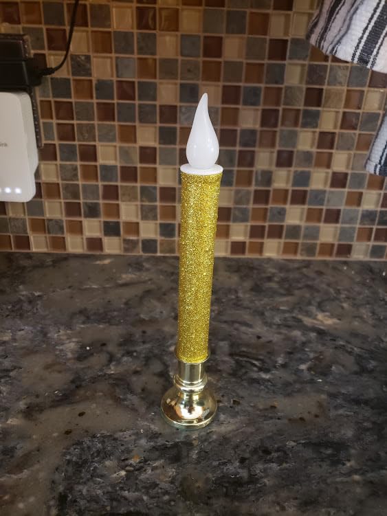 4-Pack Gold LED Flameless Candles with Timer - Battery Operated, 9 Inches Tall - Perfect for Christmas Decor, Windows, Weddings, and Home Ambiance