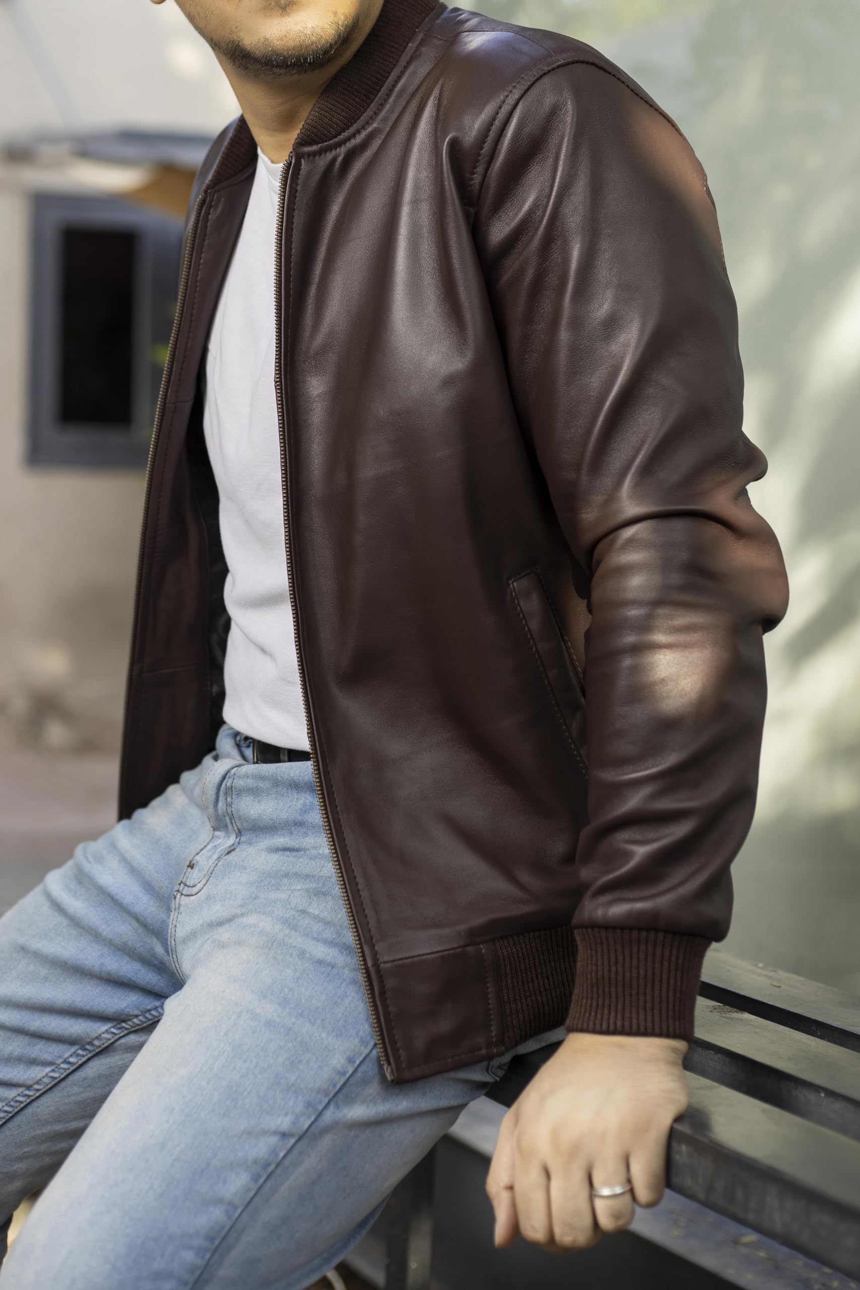 Genuine Lambskin MA-1 Leather Bomber Jacket for Men - Classic Varsity Style Fashion Jacket | Perfect for Casual Wear, Night Out & Motorcycle Riding