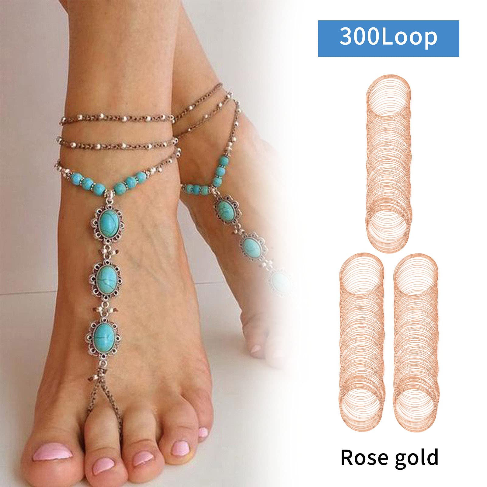 300 Loops Jewelry Wire Memory Beading Wire for Bracelet Making - Rose Gold Jewelry Beading Wire, Memory Steel Wire for DIY Jewelry, Crafts, Art Creation (Perfect for Bracelets, Necklaces & Handmade Gifts)