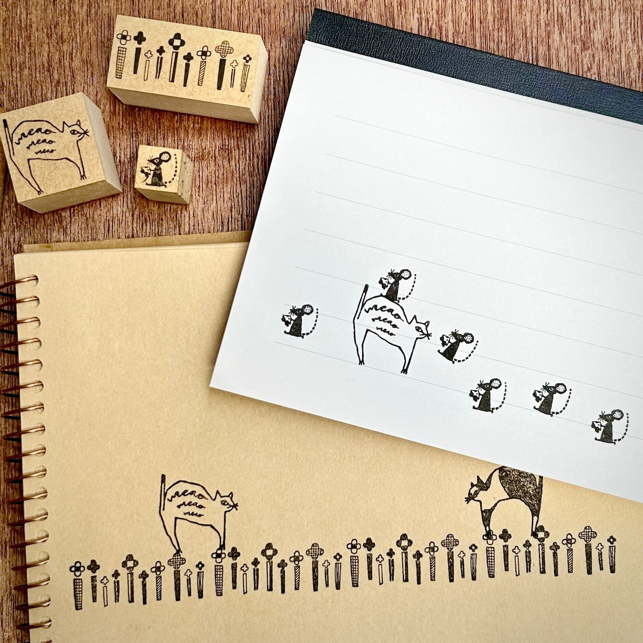 Kinotorico Wooden Rubber Stamp - White Cat Design for DIY Crafts, Scrapbooking & Card Making | Handmade Stamping Tool for Artists & Crafters