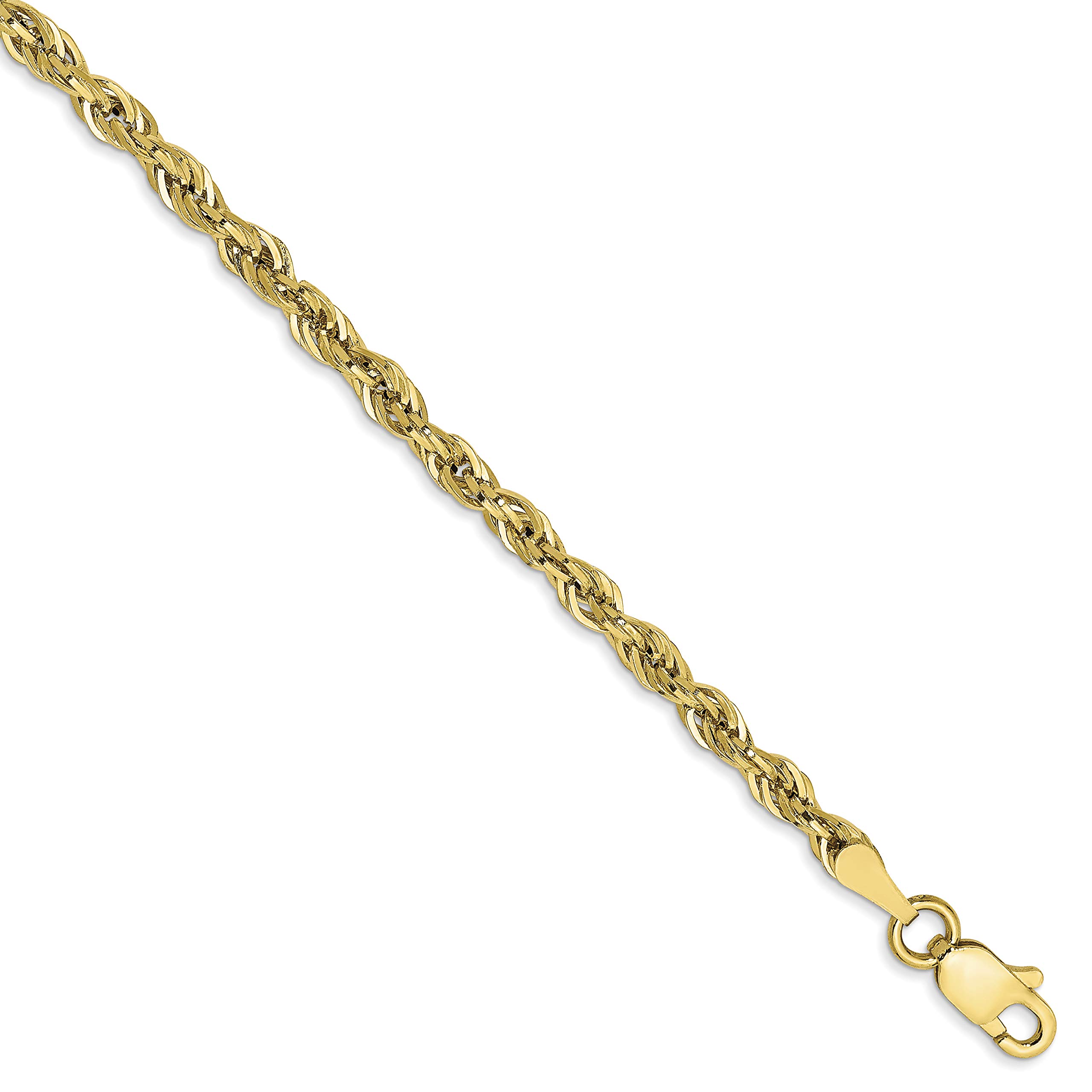 10k Yellow Gold 2.8mm Semi-Solid Rope Chain Necklace for Women - Durable Everyday Jewelry, Perfect for Layering, Gift Giving & Special Occasions