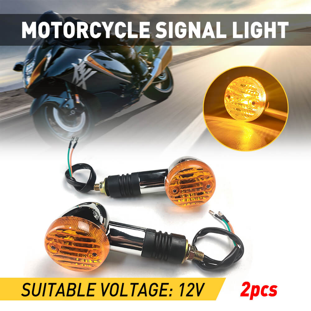 12V Motorcycle LED Turn Signals - Amber Front & Rear Blinker Lights - Waterproof Indicator Lights Replacement (2pc/4pc Set) - Perfect for Harley, Honda, Yamaha & Other Cruiser Bikes