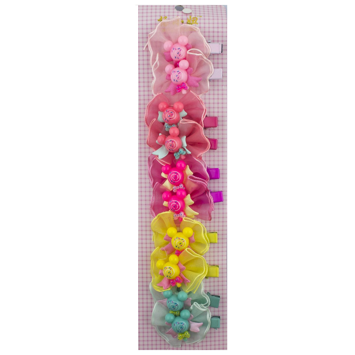 Cute Girls Organza Ribbon and Bead Alligator Hair Clips - 2 Pairs (50mm x 20mm) for Kids, Toddlers, Teens - Perfect for School, Parties, Weddings & Daily Hair Accessories